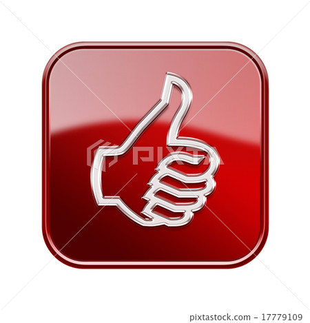 thumb up icon glossy red, isolated on white  17779109