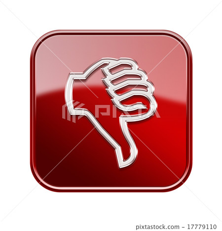 thumb down icon glossy red, isolated on white  17779110