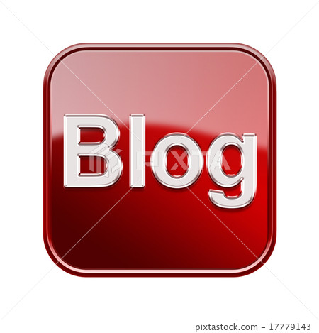 Blog icon glossy red, isolated on white 17779143