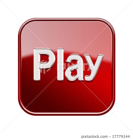 Play icon glossy red, isolated on white  17779144