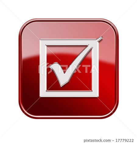 check icon glossy red, isolated on white  17779222