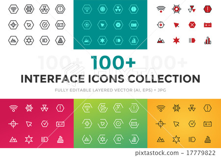 Outline vector UI technology icons set Outline vector UI technology icons set 17779822