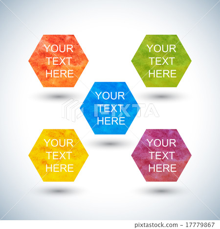 Set of hexagon watercolor background icons - Stock Illustration ...