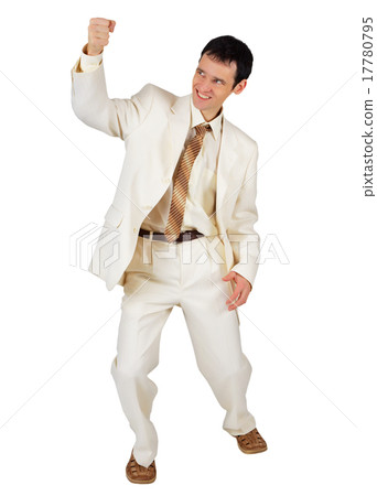 Gleeful businessman isolated on white 17780795