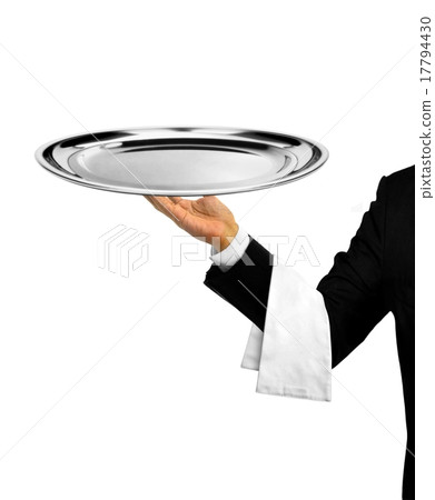 Waiter Serving Empty Platter 17794430
