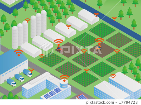 農業和物聯網（傳感器網絡）圖像例證 17794728