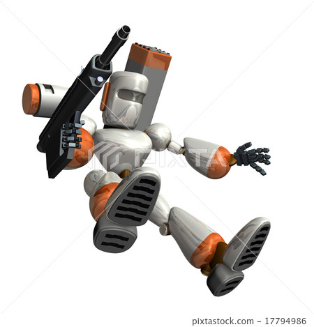Battle robot in landing posture 17794986