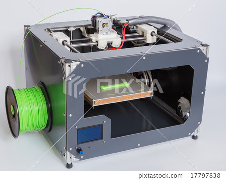 3d printer with bright green filament 17797838
