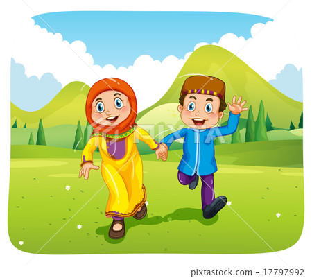 Muslim boy and girl holding hands 17797992