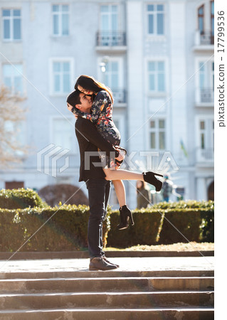 couple on background of the city 17799536