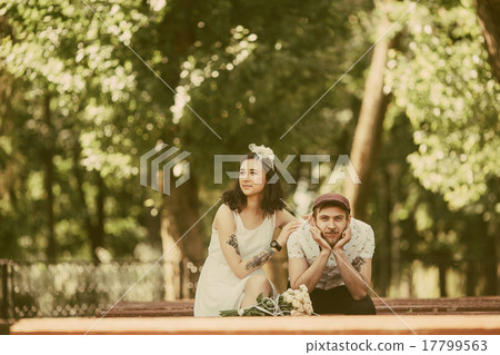 beautiful couple in park beautiful couple in park 17799563