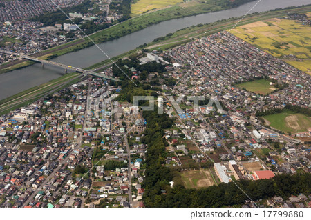 Aerial photographs of Tone-machi, Kitazumi-gun, Ibaraki prefecture, and Sakae bridge over Abisiko City Fusa, Chiba Prefecture 17799880