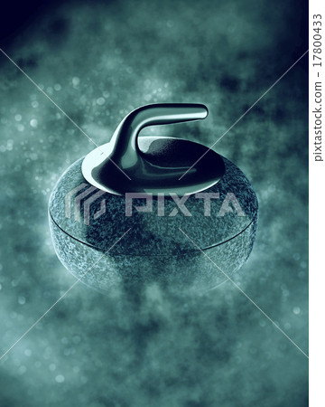 curling stone in smoke with bokeh 17800433