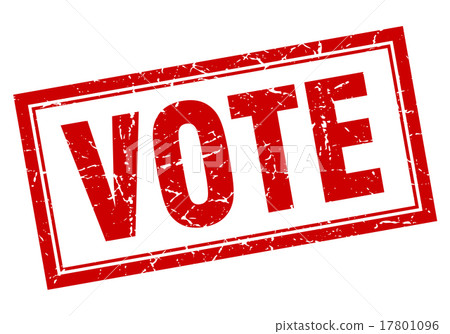 vote red square grunge stamp on white 17801096