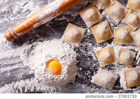 raw ravioli with ingredients on the table top view raw ravioli with ingredients on the table top view 17801730