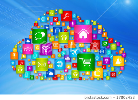 Cloud Computing symbol on high tech background Cloud Computing symbol on high tech background 17802458
