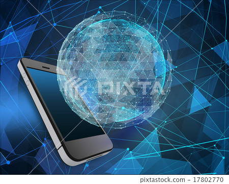 Phone and abstract map of the global 17802770