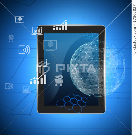 Tablet and abstract map of the global Tablet and abstract map of the global 17802827