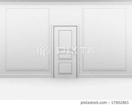 White empty room with the door closed White empty room with the door closed 17802861