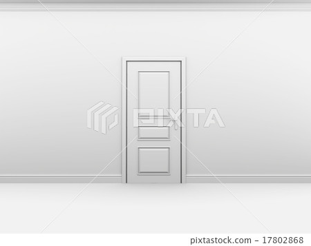 White door with a metal handle in the interior 17802868