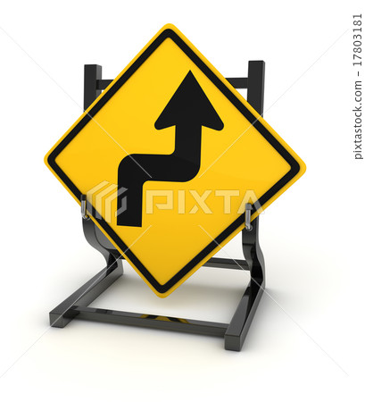 Road sign - curve ahead Road sign - curve ahead 17803181