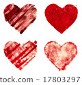 grunge painted red heart shapes set 17803297