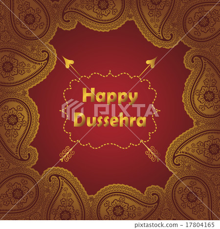 Happy Dussehra.Gold Paisley frame holiday 17804165