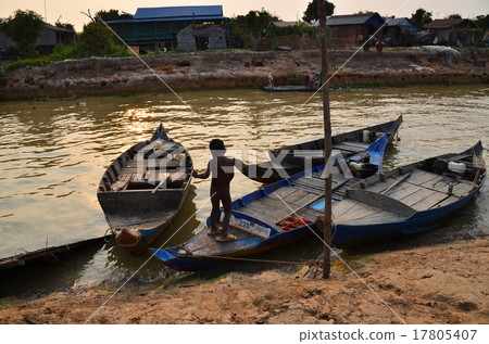 Cambodia Siem Reap Village and Child around Tonle Sap Lake Cambodia Siem Reap Village and Child around Tonle Sap Lake 17805407
