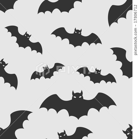 Seamless Pattern with Black Silhouettes of Bats - Stock Illustration ...