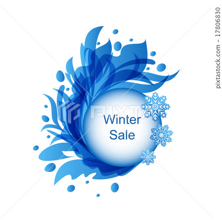 Floral Blue Frame with Snowflakes - Stock Illustration [17806830] - PIXTA