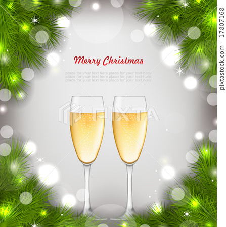 Merry Christmas Background Glasses of Champagne Merry Christmas Background Glasses of Champagne 17807168