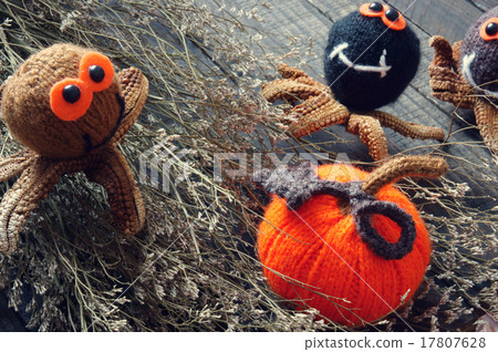 Halloween background, handmade, pumpkin, spider 17807628