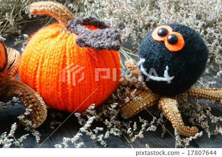 Halloween background, handmade, pumpkin, spider 17807644
