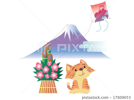 Mt. Fuji of the New Year and a cat Mt. Fuji of the New Year and a cat 17809053
