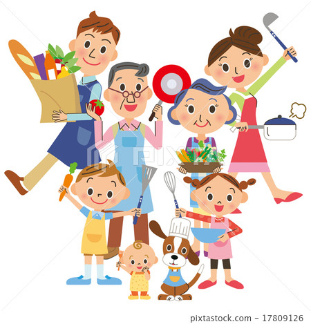 Three generations family enjoying cooking 17809126