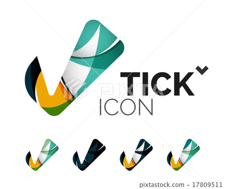 Set of abstract OK and tick icons, business 17809511