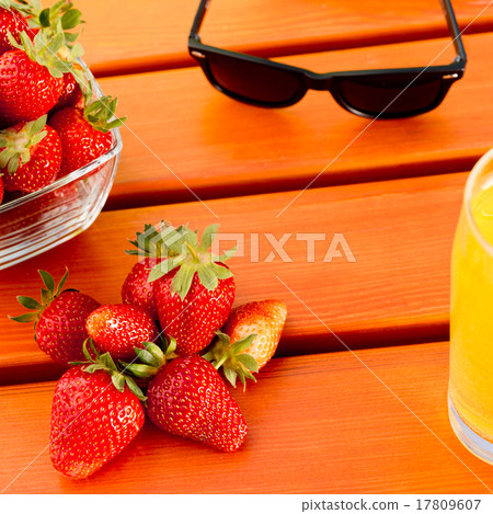 strawberry with sunglass and juice 17809607