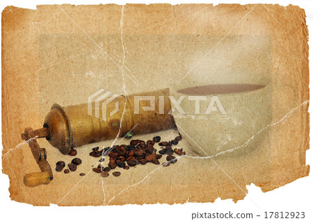 coffee mill and beans in grunge style coffee mill and beans in grunge style 17812923
