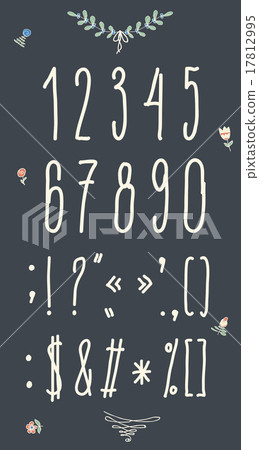 Hand drawn sketch numbers. Handwritten font. Hand drawn sketch numbers. Handwritten font. 17812995