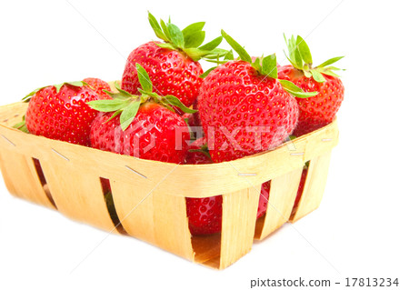 Fresh strawberries in basket isolated on white Fresh strawberries in basket isolated on white 17813234