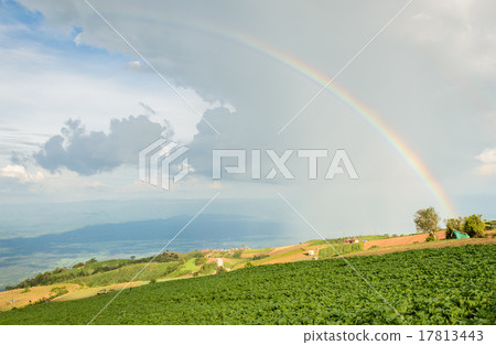 Beautiful landscape with a rainbow in the sky 17813443