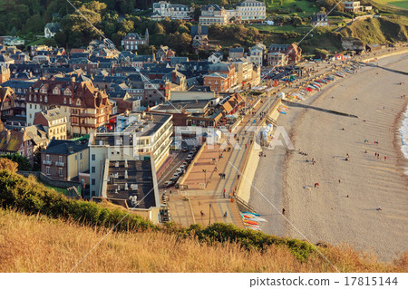 Etretat commune from viewpoint, France 17815144