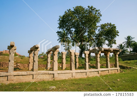 Pillars of ruined temple in hampi 17815583