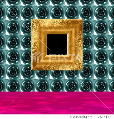 modern picture blank gold frame gray pattern wall  17816148
