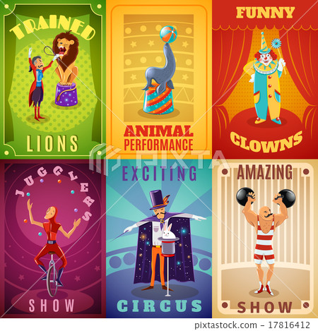 Circus 6 flat banners composition poster 17816412