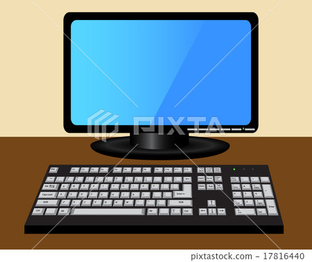 monitor and keyboard on the table 17816440