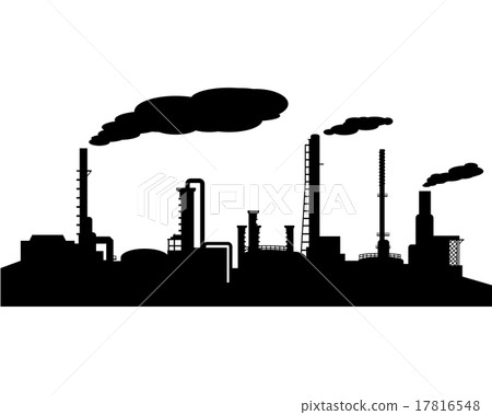Oil refinery industry silhouette 17816548