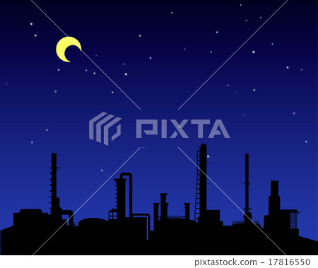 Oil refinery industry silhouette at night 17816550