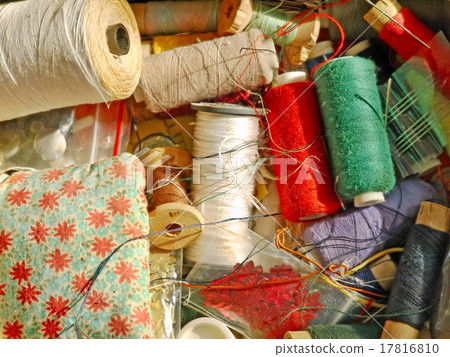 Multicolored threads spools for needlework.Closeup Multicolored threads spools for needlework.Closeup 17816810
