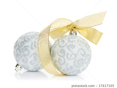 Christmas baubles and golden ribbon 17817105